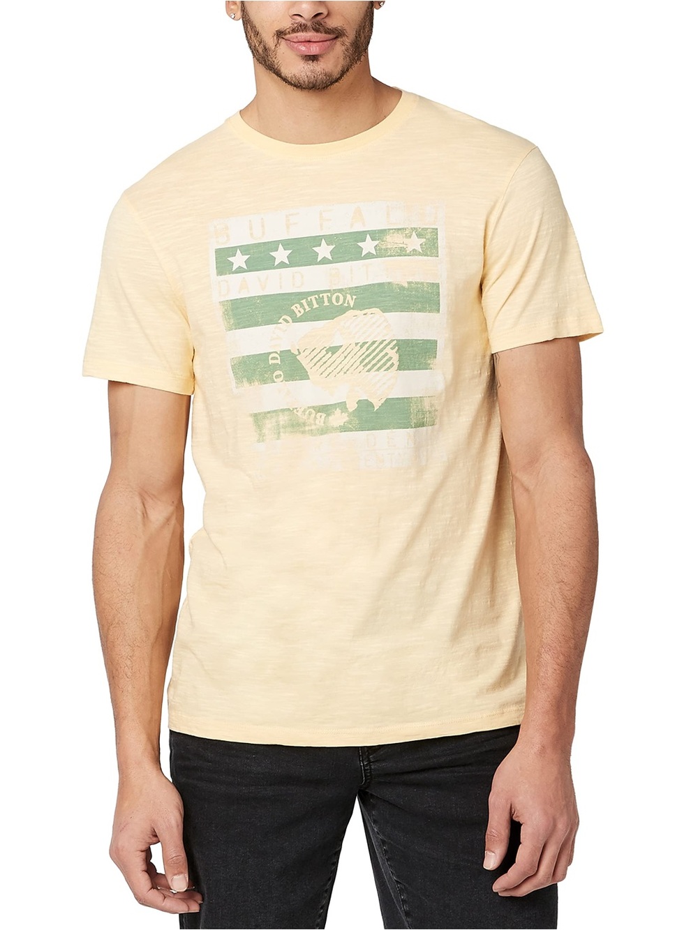 Buffalo David Bitton Men's Yellow Graphic Tee Size Large